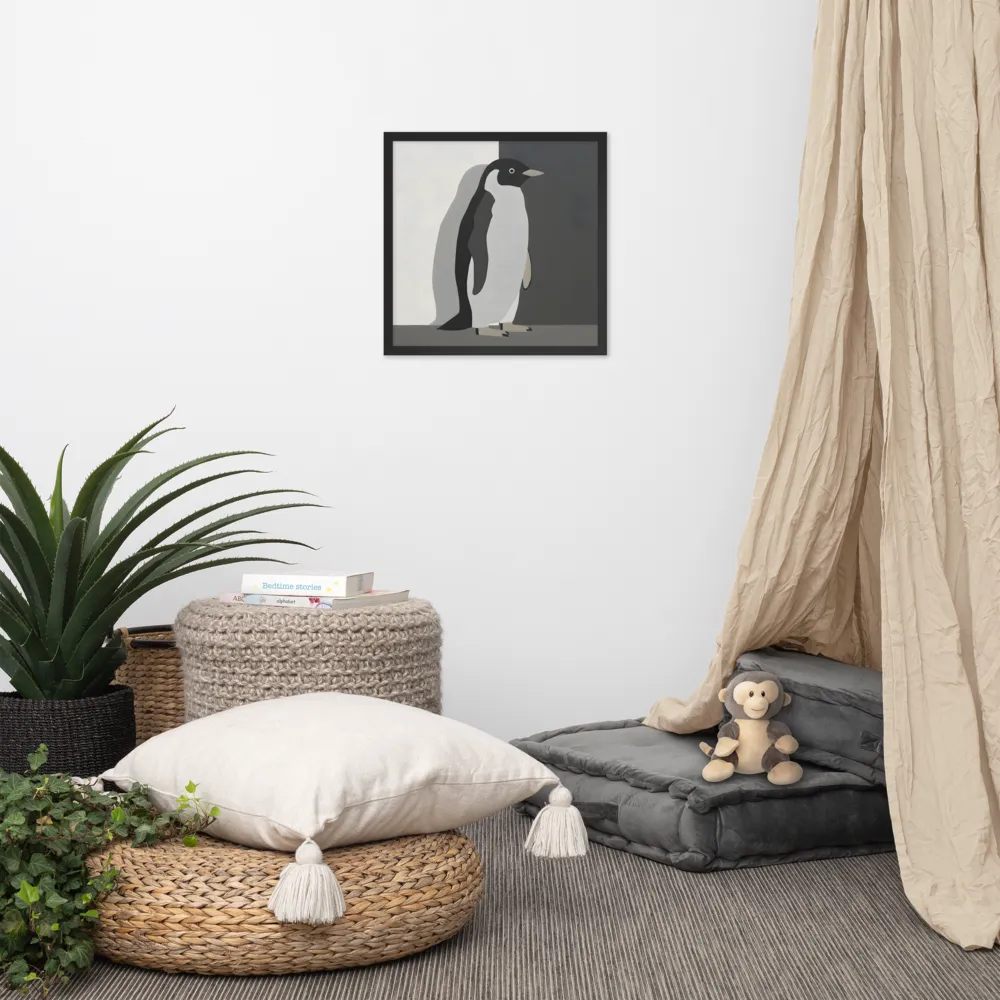 Monochrome Penguin 
 Poster with Black Frame | 18″x 18″