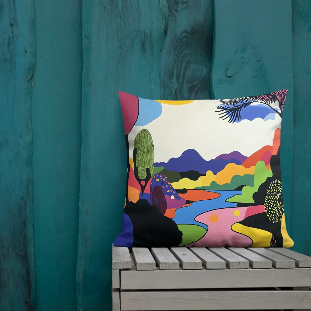 Whimsical Landscape in Color | Pillow | 22″×22″