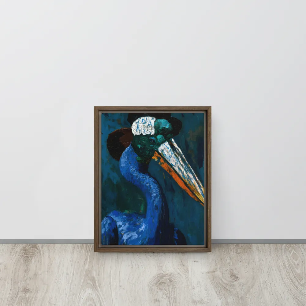 Majestic Absurdity: The Hat-Wearing Bird | Canvas with Brown Frame | 11″×14″