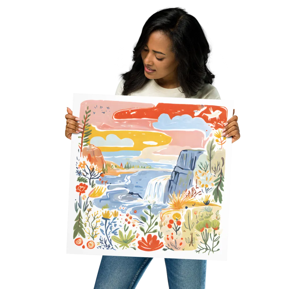 Wildflower Waterfall 
 Poster | 18″x 18″