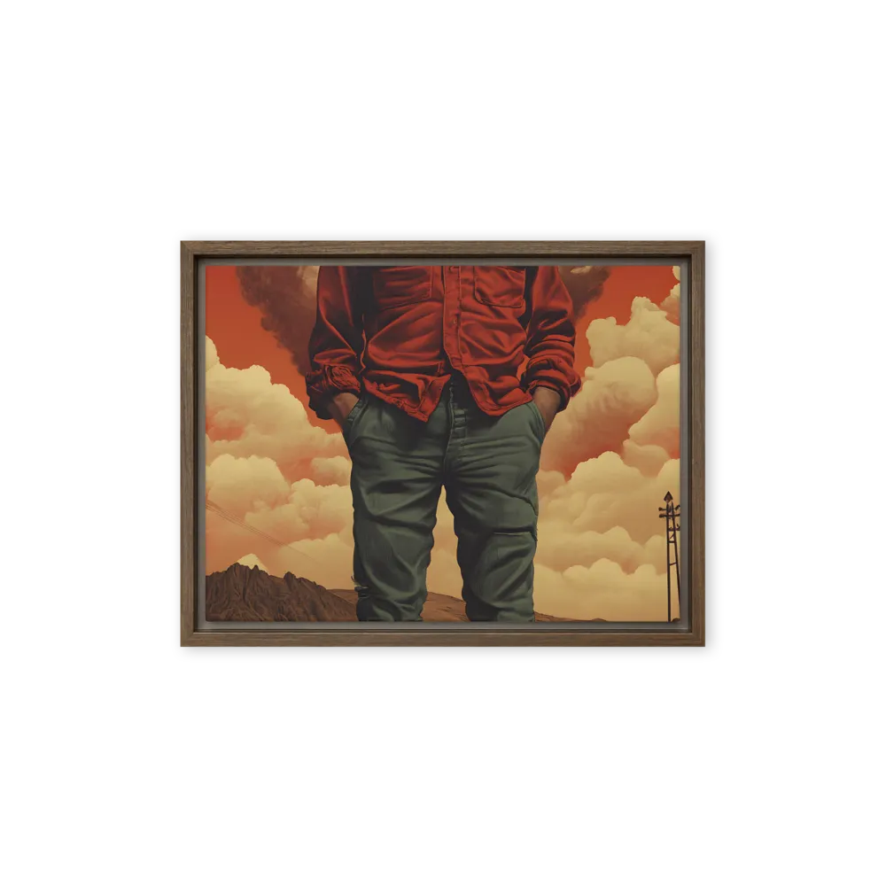 Defiant Spirit in a Surreal Landscape | Canvas with Brown Frame | 12″×16″