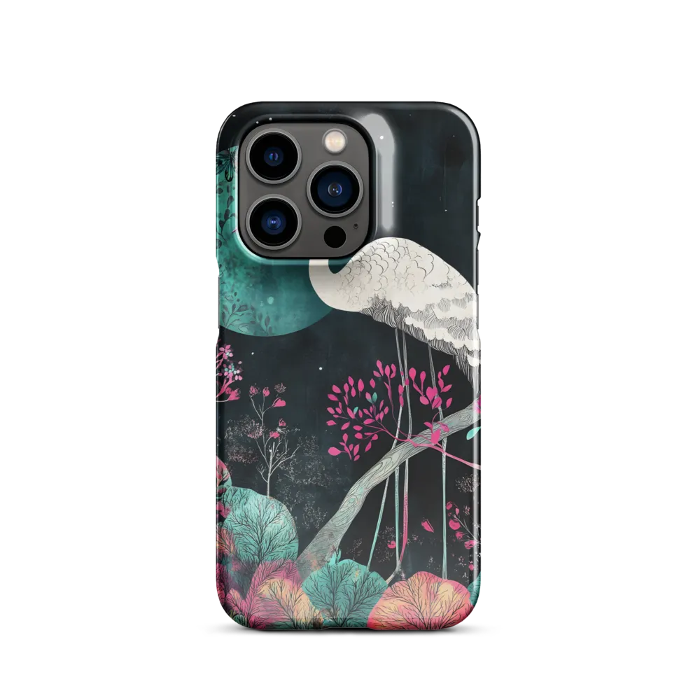 Ethereal Presence: Heron in a Floral Dreamscape | Phone Case |  14 Pro | Snap Case | Glossy