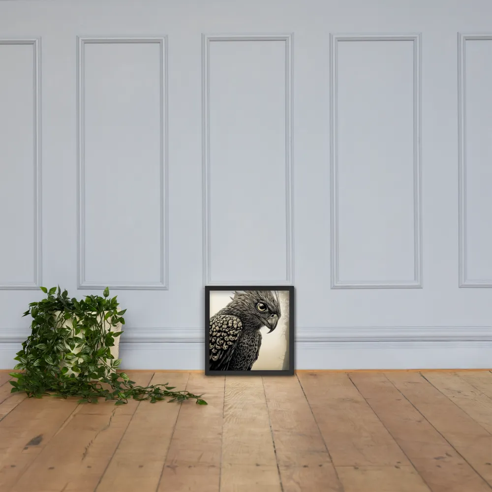 Majestic Owl in Detail | Poster with Black Frame | 14″×14″