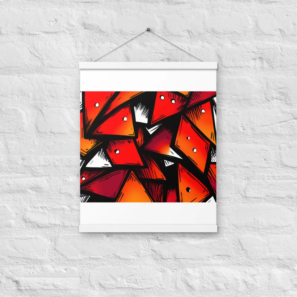 Dynamic Geometry of Red and Orange | Poster With White Wood Hanger | 16″×20″
