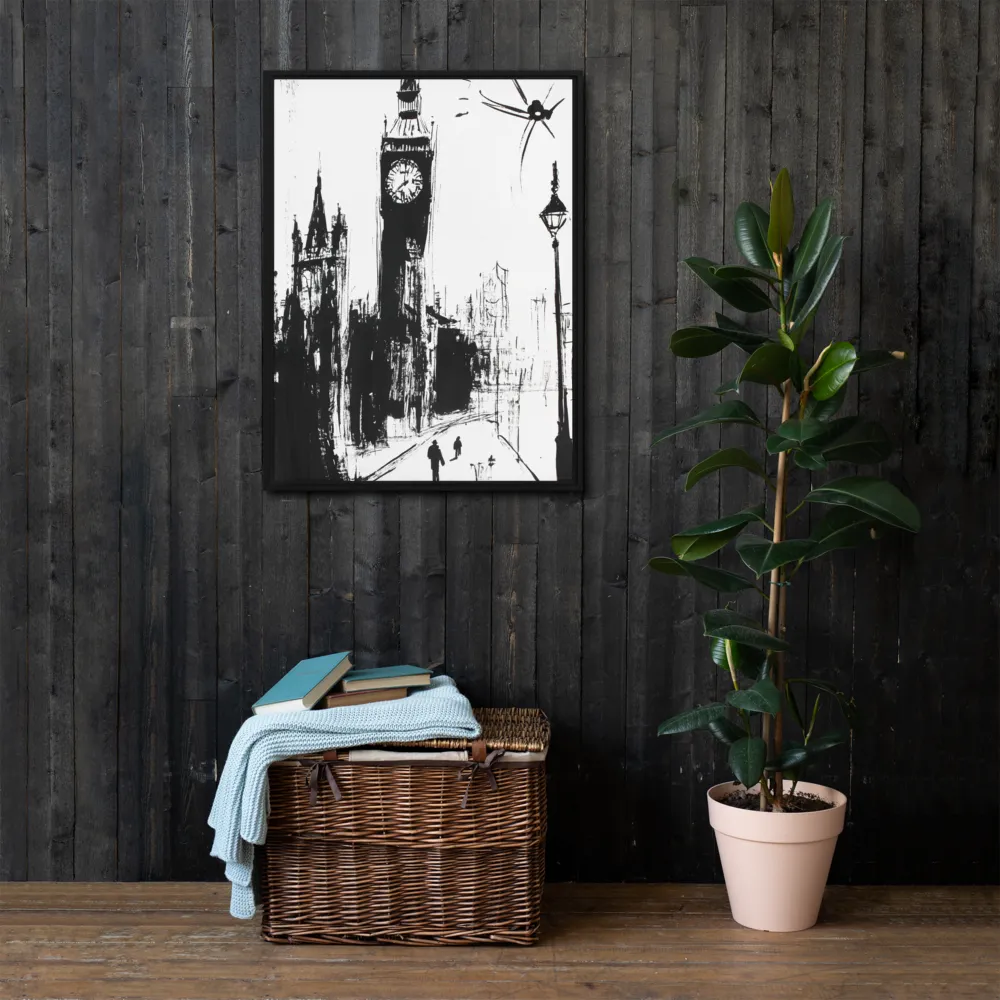 Clock Tower in Motion | Canvas with Black Frame | 24″×32″