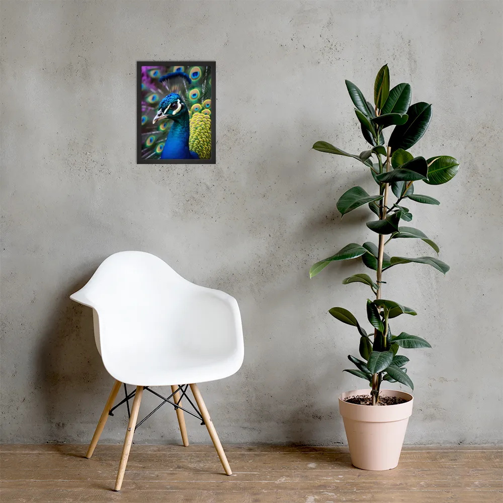 Regal Plumage: The Peacock's Splendor | Poster with Black Frame | 12″×16″