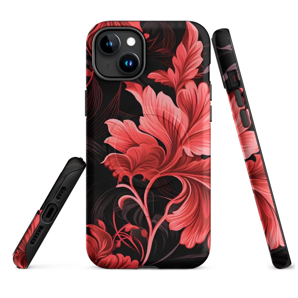 Tropical Elegance in Red | Phone Case |  15 Plus | MagSafe® Tough Case | Matte