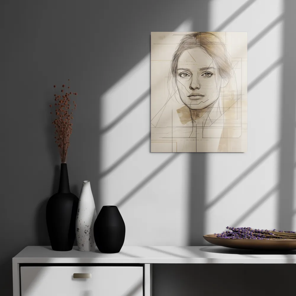 Geometric Elegance: A Modern Portrait | Metal Print | 16″×20″