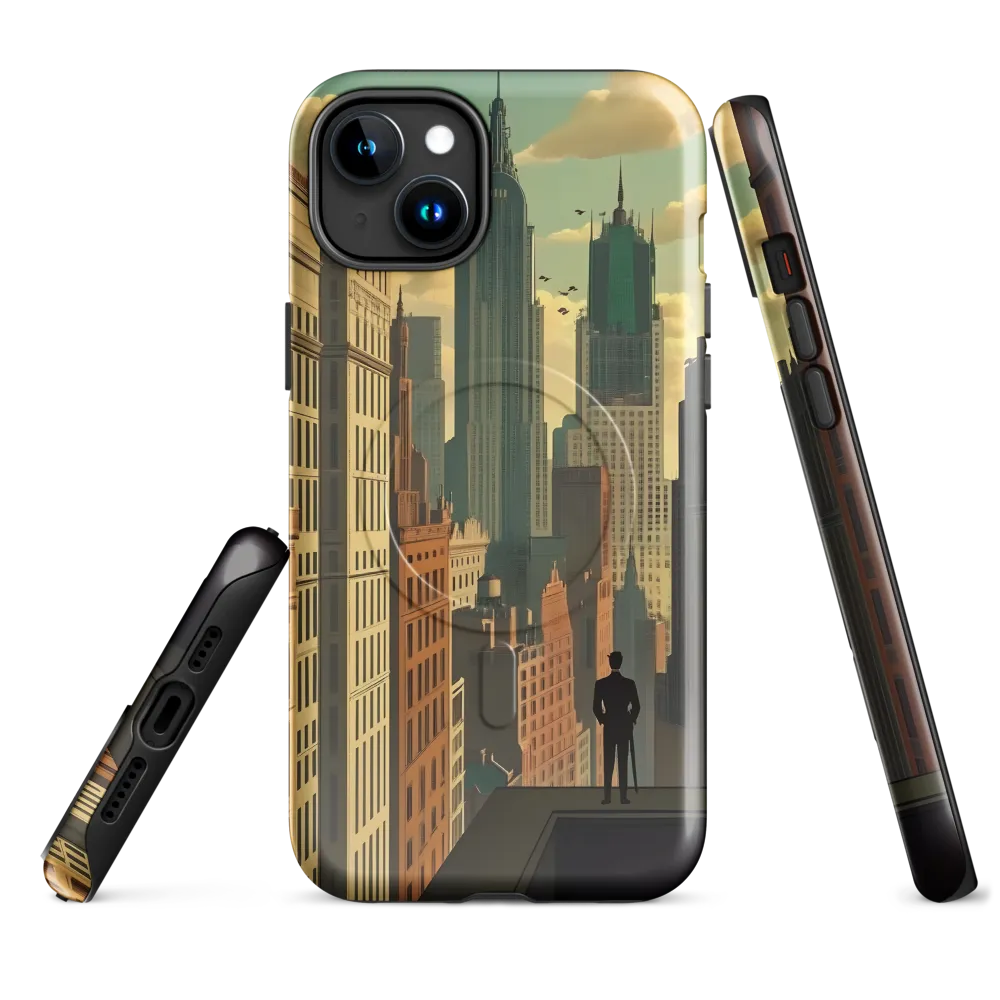 Urban Dreams: A Silhouette in Art Deco Cityscape