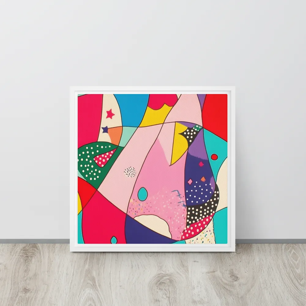 Playful Geometry in Color | Canvas with White Frame | 16″×16″