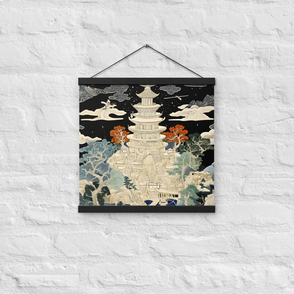 Whispers of the Pagoda | Poster With Black Wood Hanger | 16″×16″