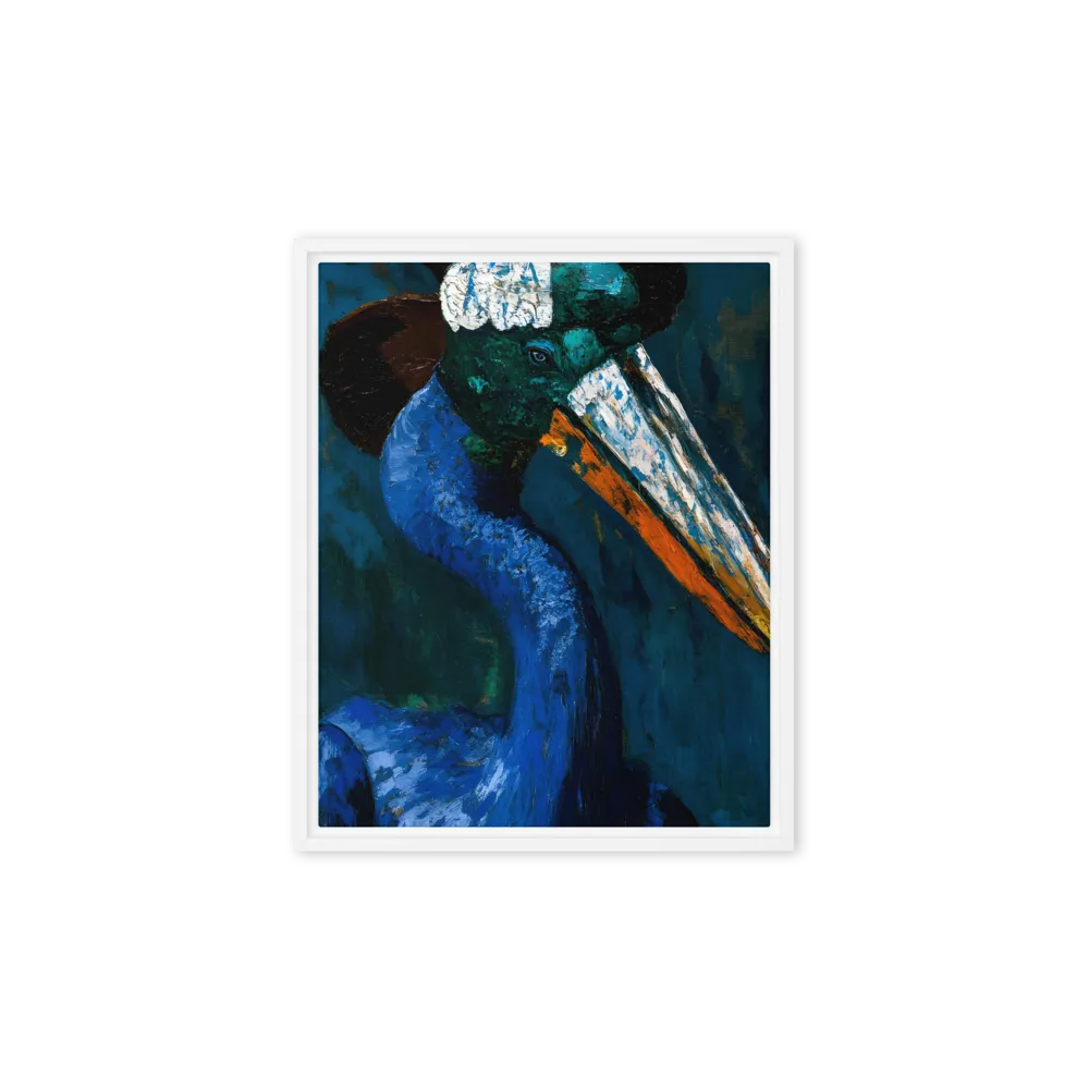 Majestic Absurdity: The Hat-Wearing Bird | Canvas with White Frame | 8″×10″