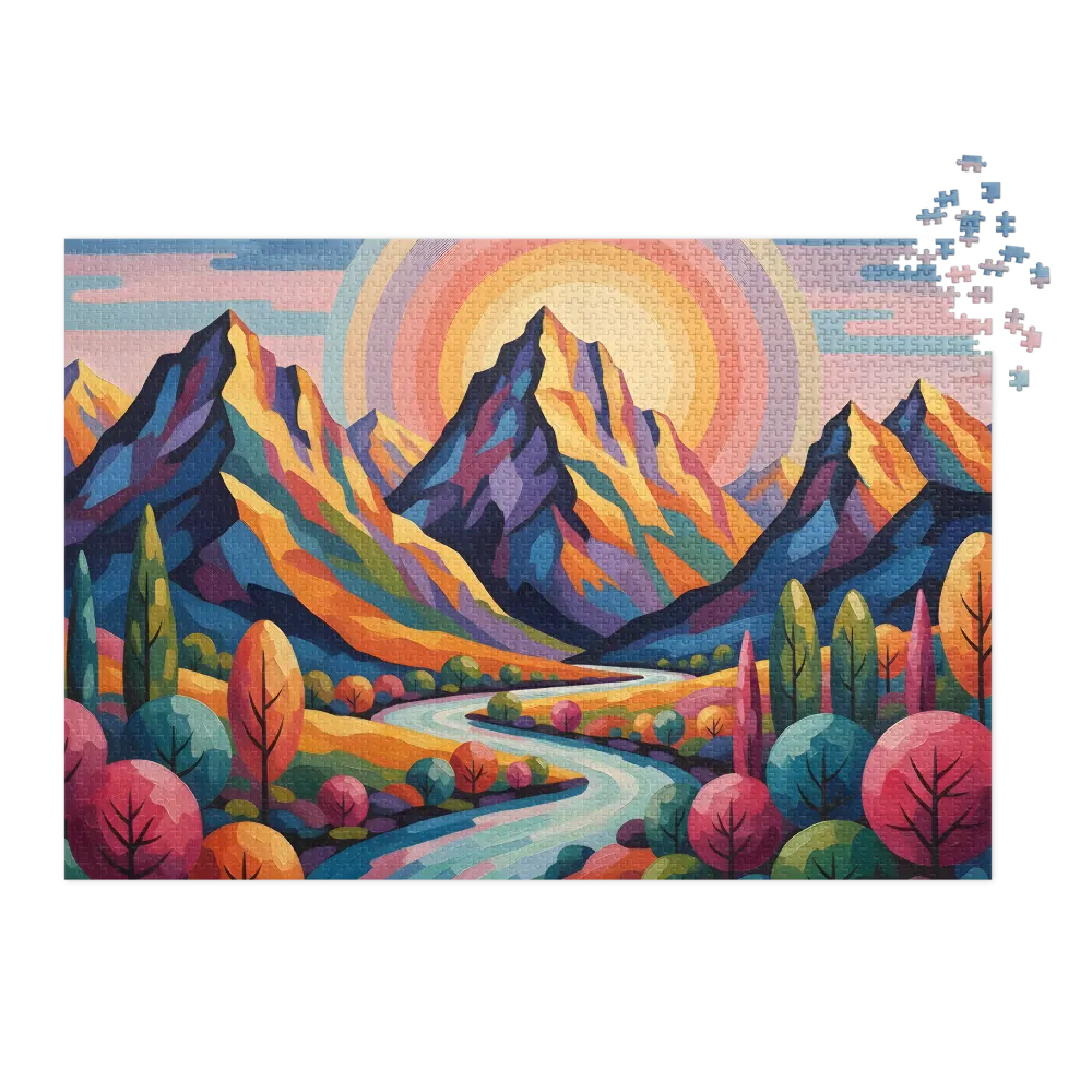 Rainbow Mountain Serenity 
 Jigsaw Puzzle in Tin Box