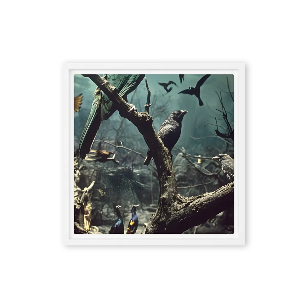 Whispers of the Avian Realm | Canvas with White Frame | 12″×12″