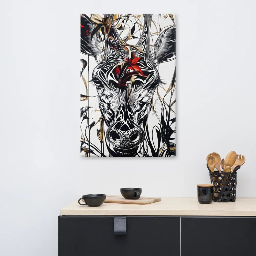 Floral Elegance: The Giraffe's Portrait | Canvas | 24″×36″