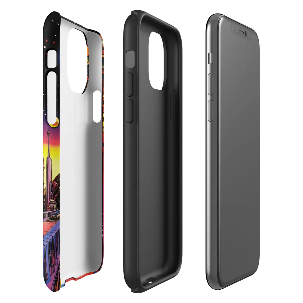 Futuristic Cosmos: A Journey Through Neon Cities | Phone Case |  11 Pro | Tough Case | Matte