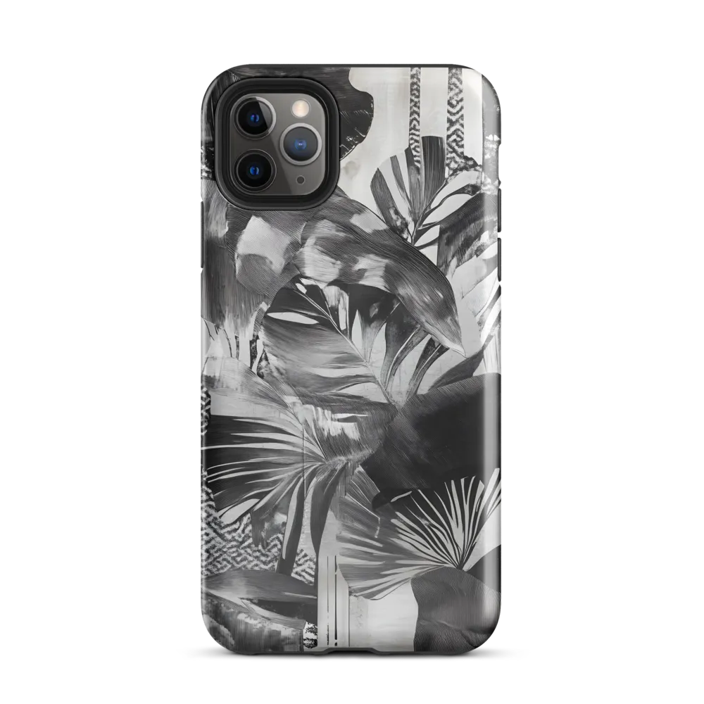 Monochrome Serenity in Tropical Foliage | Phone Case |  11 Pro Max | Tough Case | Glossy