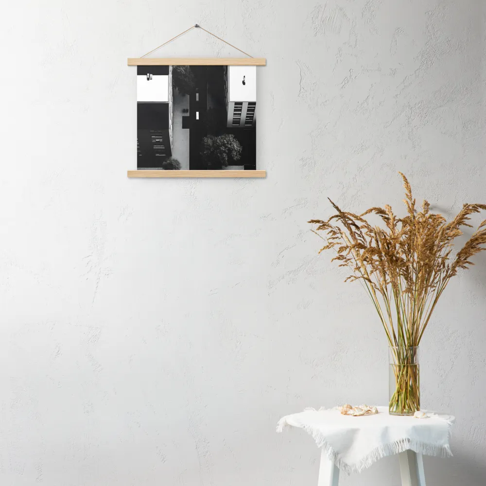 Urban Serenity from Above | Poster With Oak Wood Hanger | 14″×14″