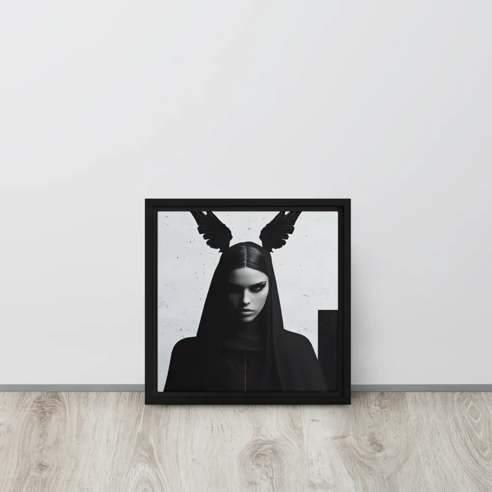 Whispers of Darkness | Canvas with Black Frame | 12″×12″