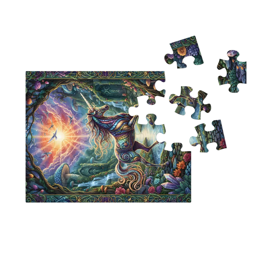 Sunlit Glade Unicorn 
 Jigsaw Puzzle in Tin Box