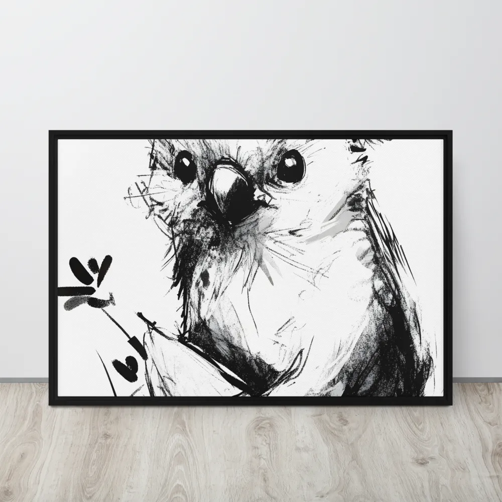 Whimsical Koala in Ink | Canvas with Black Frame | 24″×36″