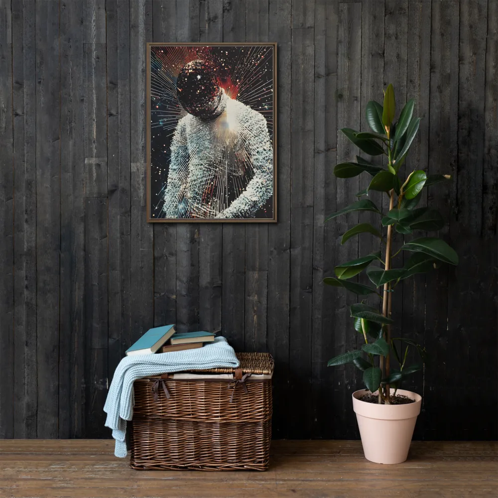 Ethereal Astronaut: A Journey Through the Cosmos | Canvas with Brown Frame | 20″×28″
