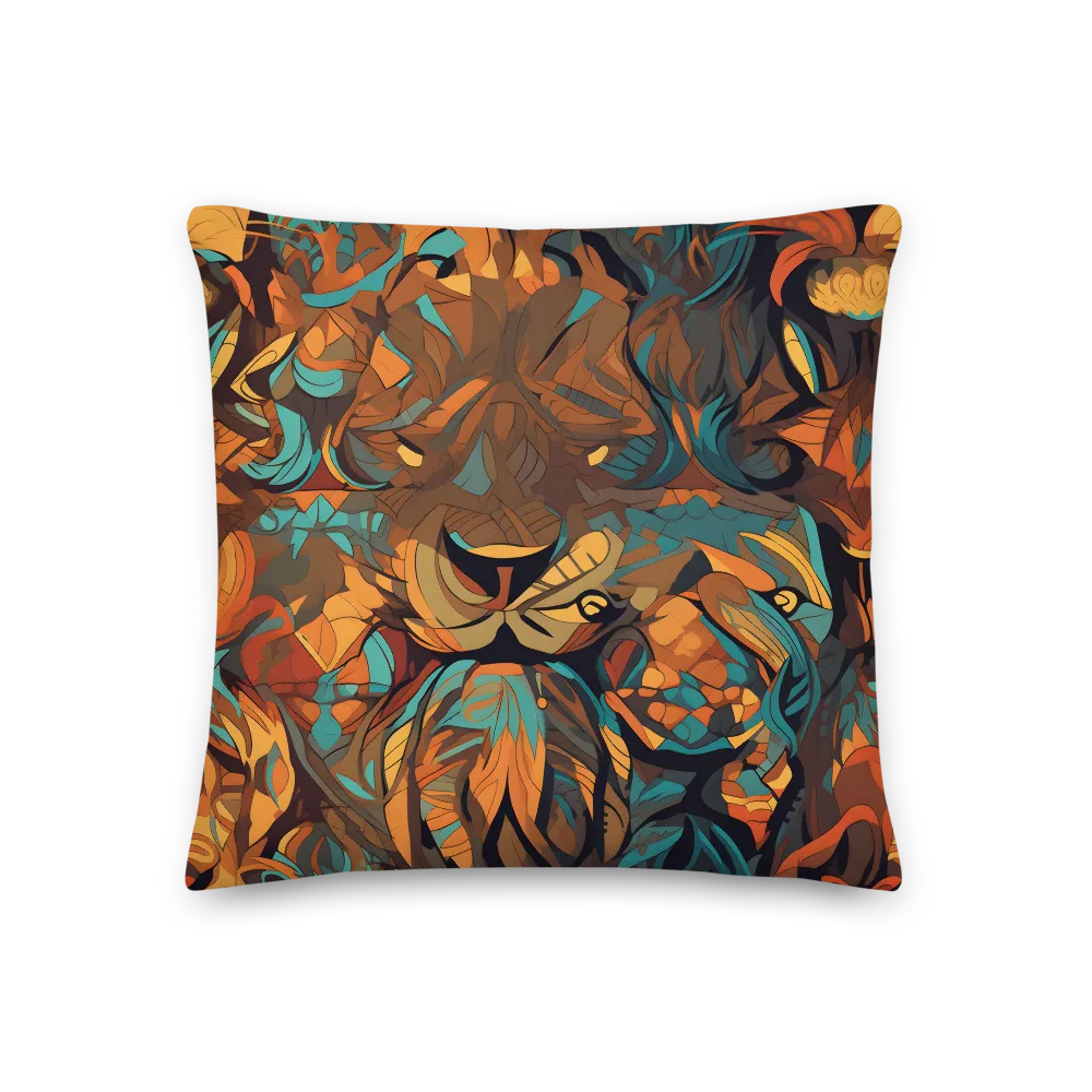 Fierce Royalty: A Geometric Exploration of Lions | Pillow | 18″×18″