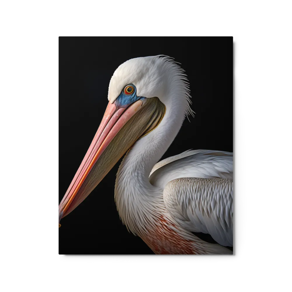Elegance in White: The Pelican | Metal Print | 16″×20″