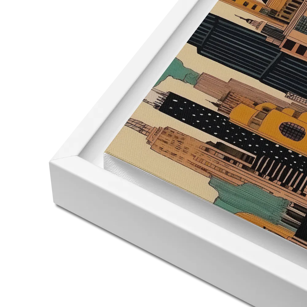 Urban Symphony in Ink | Canvas with White Frame | 12″×12″