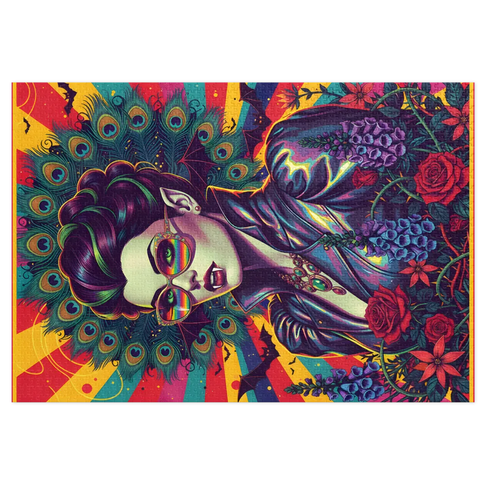 Peacock Halo Vampire 
 Jigsaw Puzzle in Tin Box