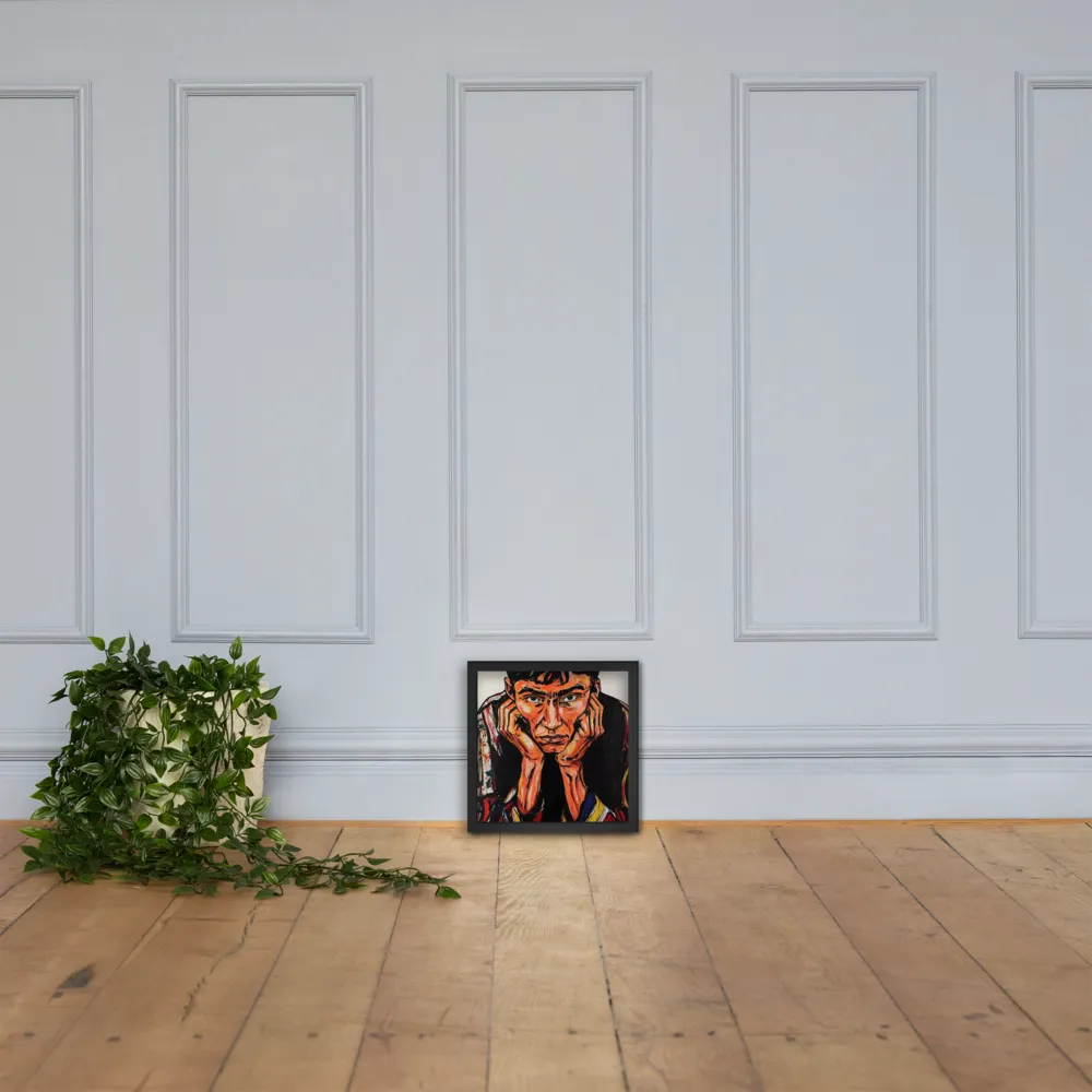 Contemplative Intensity: An Expressionist Portrait | Poster with Black Frame | 12″×12″