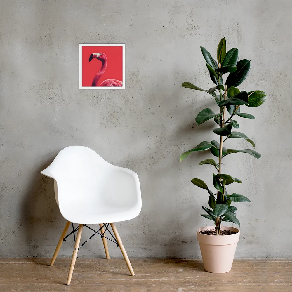 Crimson Flamingo 
 Poster with White Frame | 12″x 12″