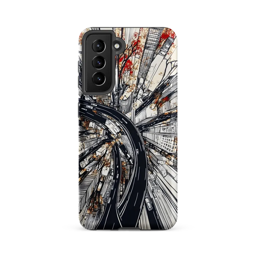 Urban Symphony: Aerial View of Life | Phone Case |  S21 FE | Tough Case | Matte