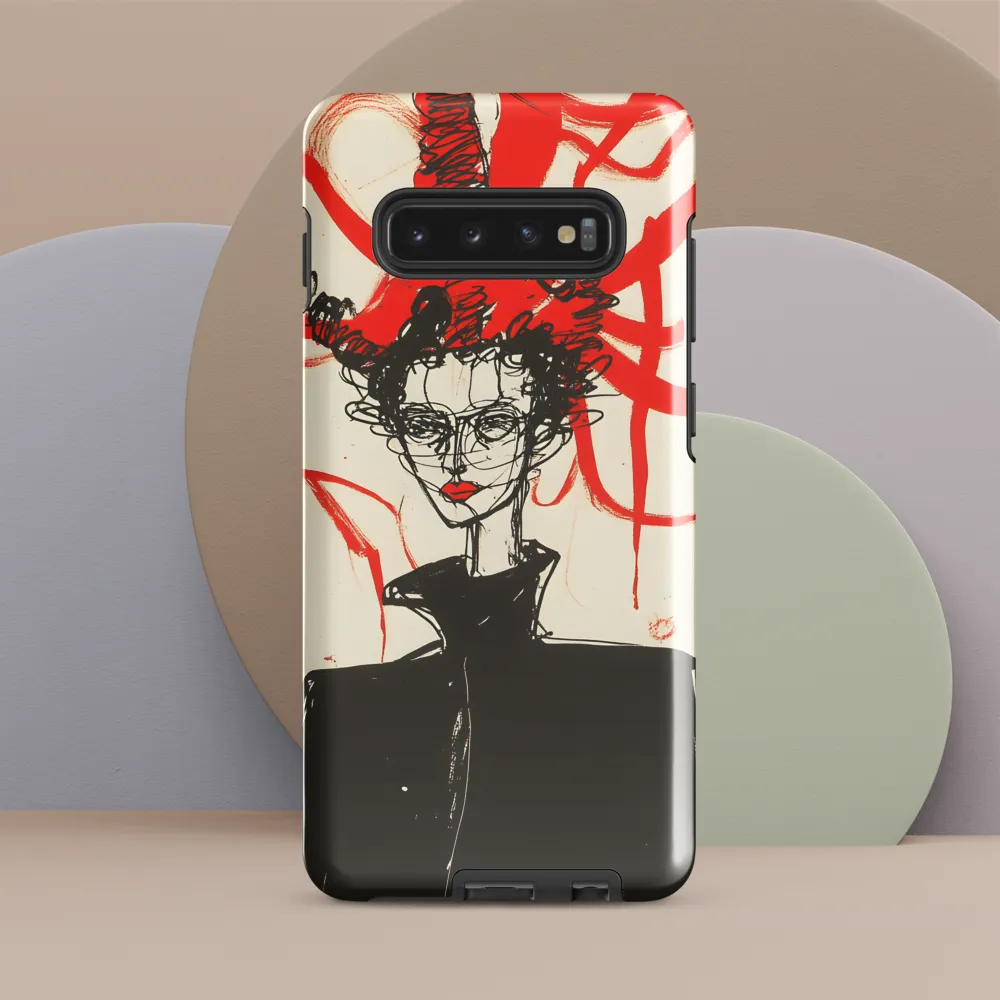 Dramatic Elegance in Red and Black | Phone Case |  S10 Plus | Tough Case | Glossy