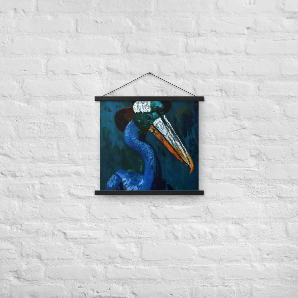 Majestic Absurdity: The Hat-Wearing Bird | Poster With Black Wood Hanger | 18″×18″