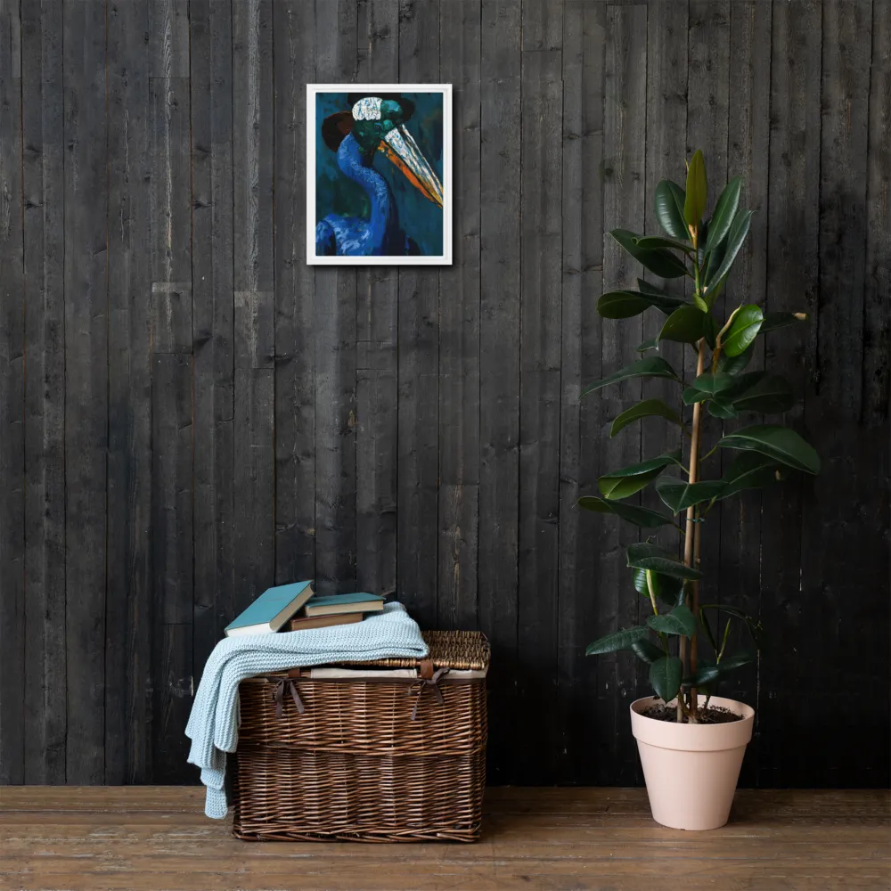 Majestic Absurdity: The Hat-Wearing Bird | Canvas with White Frame | 11″×14″