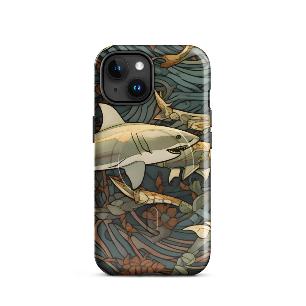 Dynamic Harmony of Sharks and Flora | Phone Case |  15 | MagSafe® Tough Case | Glossy
