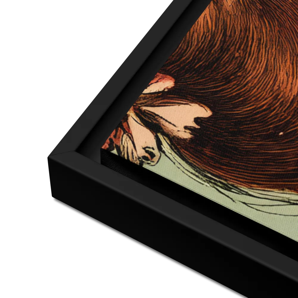 Whimsical Portrait of a Flower-Adorned Girl | Canvas with Black Frame | 24″×36″