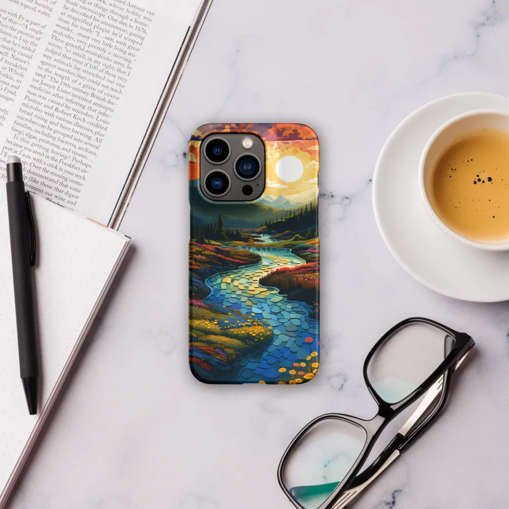 Serenity in Sunset: A Winding River's Embrace | Phone Case |  14 Pro | Snap Case | Matte