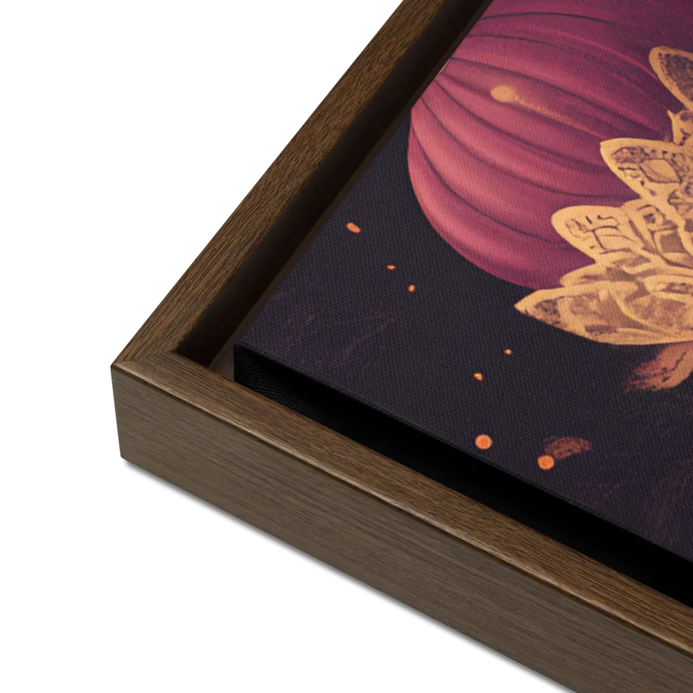 Ornate Harmony: A Digital Floral Architecture | Canvas with Brown Frame | 24″×36″
