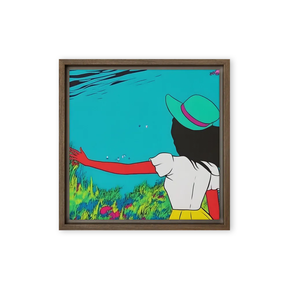 Whimsical Encounter | Canvas with Brown Frame | 12″×12″