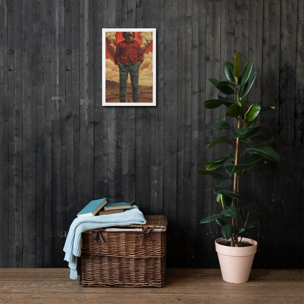 Defiant Spirit in a Surreal Landscape | Canvas with White Frame | 12″×18″