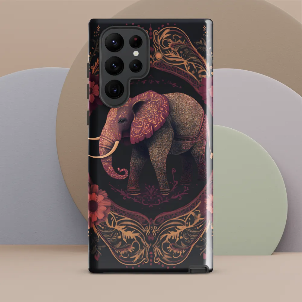 Golden Filigree Elephant in Floral Frame