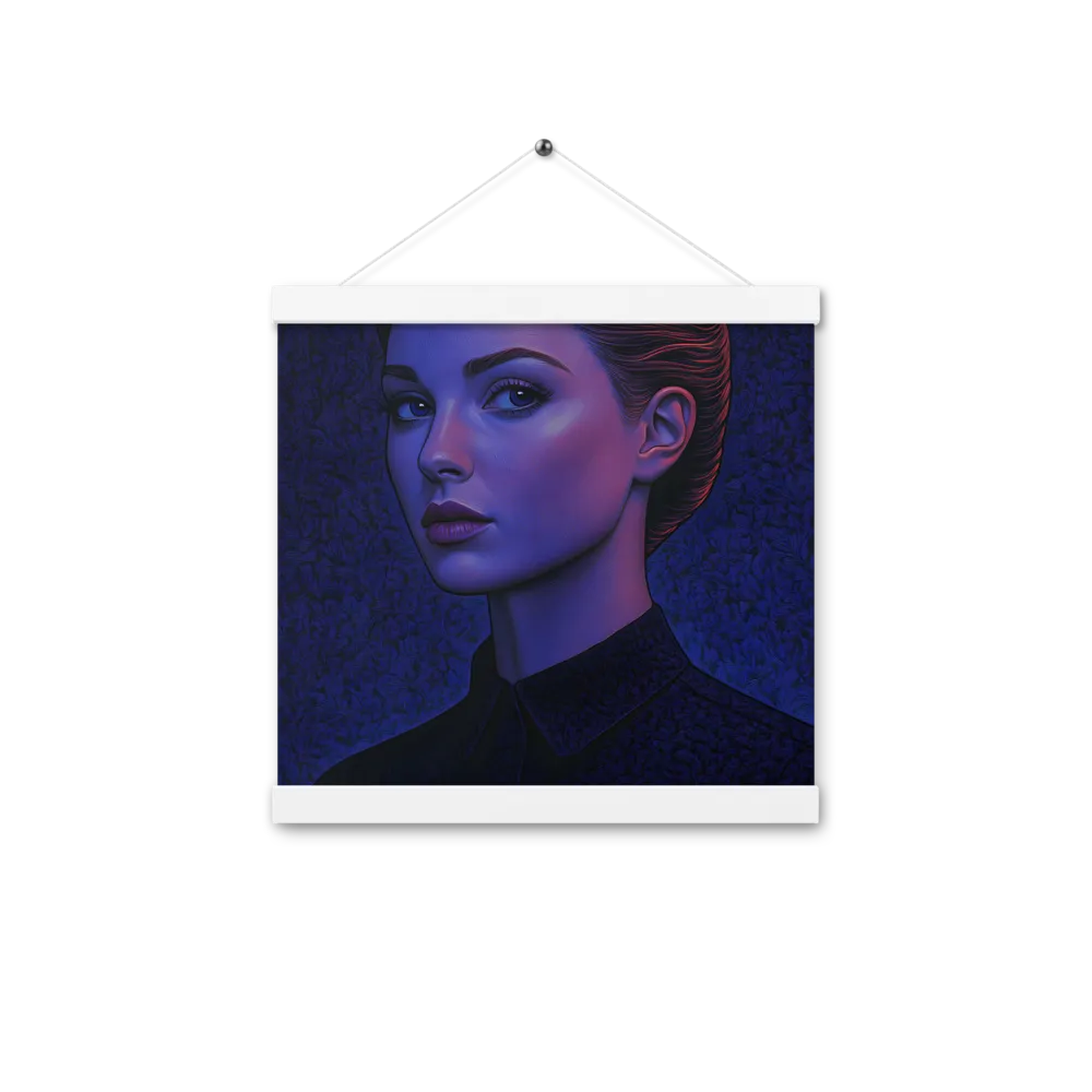 Ethereal Portrait in Blue and Red | Poster With White Wood Hanger | 12″×12″