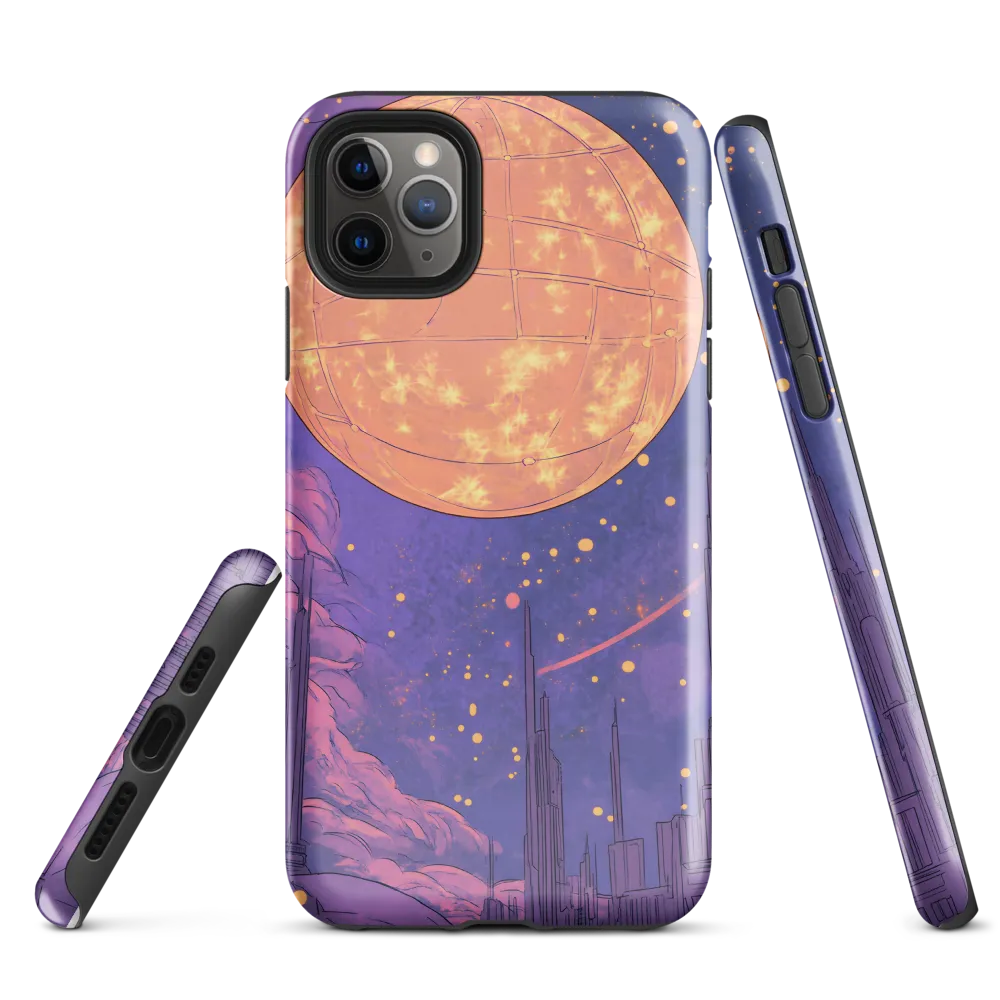 Celestial Cityscape: A Dance of Colors | Phone Case |  11 Pro Max | Tough Case | Glossy