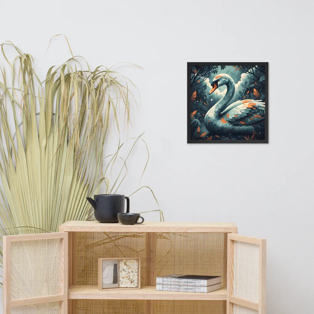 Grove Swan 
 Poster with Black Frame | 18″x 18″