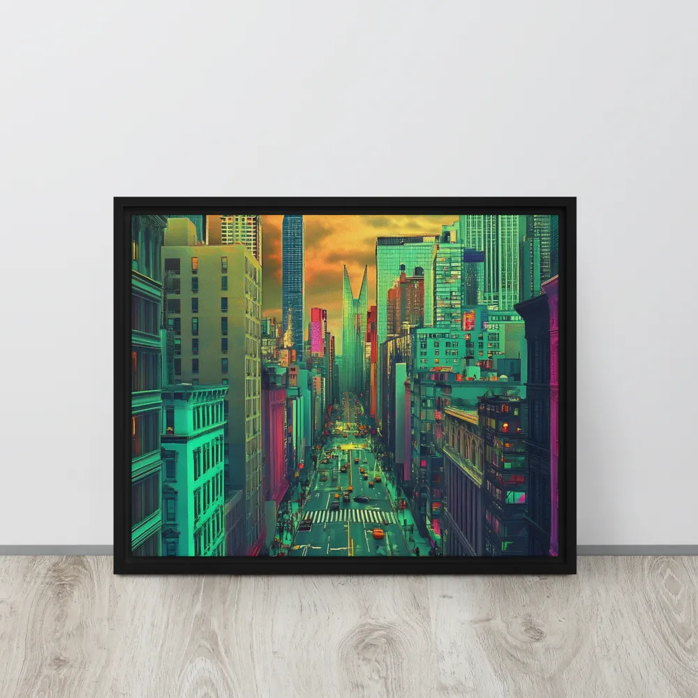 Urban Surrealism: Neon Dreams | Canvas with Black Frame | 16″×20″