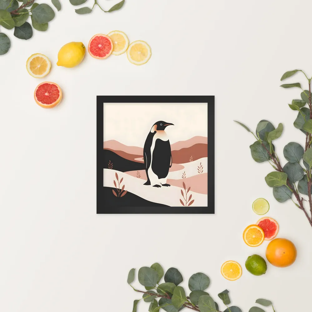 Terracotta Penguin 
 Poster with Black Frame | 12″x 12″