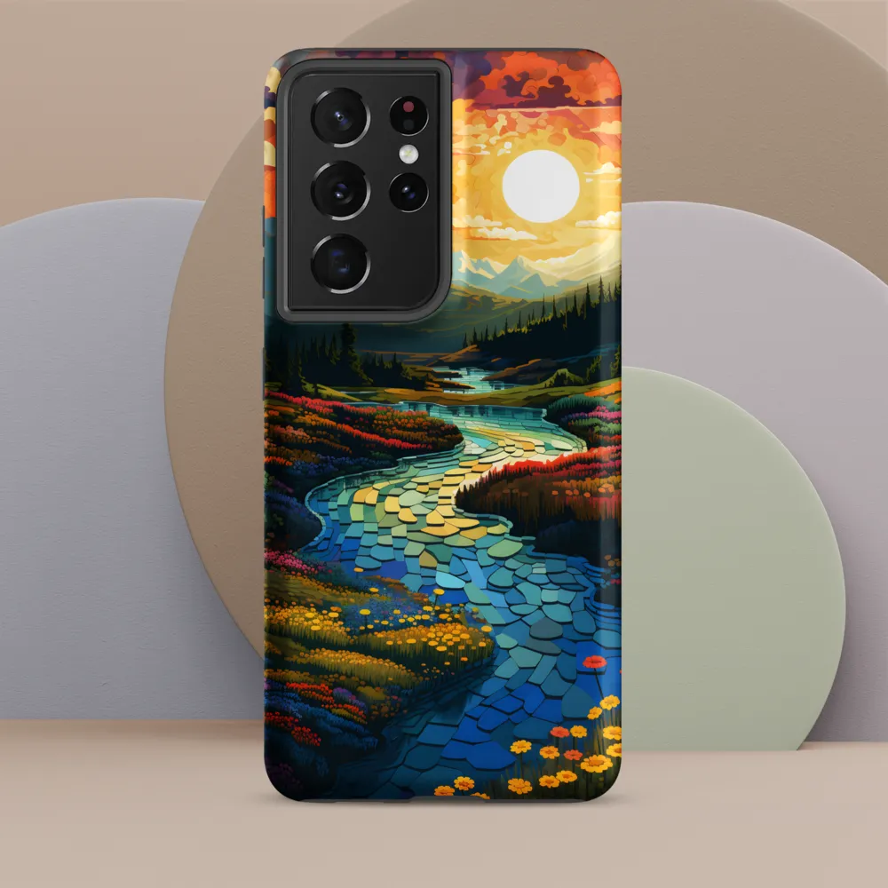 Serenity in Sunset: A Winding River's Embrace | Phone Case |  S21 Ultra | Tough Case | Matte