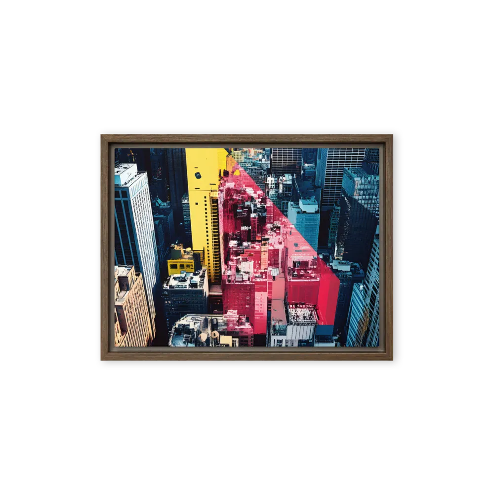 Dynamic Urban Symphony | Canvas with Brown Frame | 12″×16″